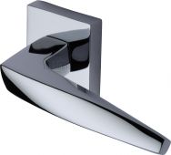 Serpentine lever on a square rose handle in polished chrome